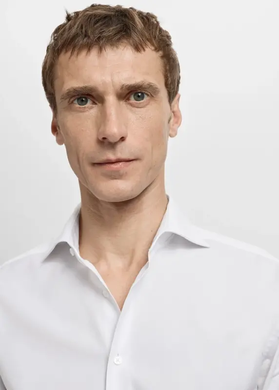 Slim fit pamuklu poplin gömlek - Beyaz - MANGO