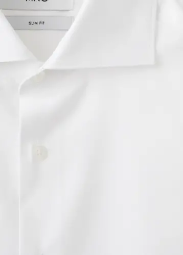 Slim fit pamuklu poplin gömlek - Beyaz - 4