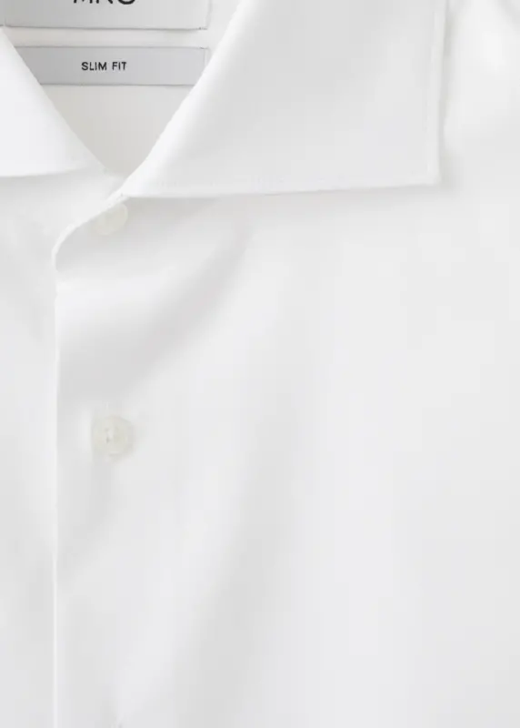 Slim fit pamuklu poplin gömlek - Beyaz - 4