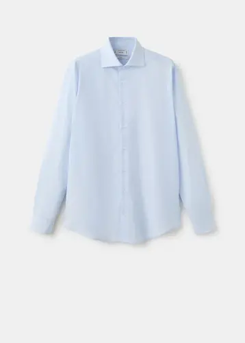 Slim fit pamuklu poplin gömlek - Gök Mavisi - 1