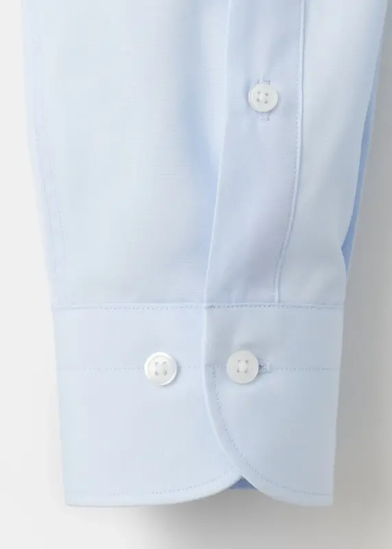 Slim fit pamuklu poplin gömlek - Gök Mavisi - 4