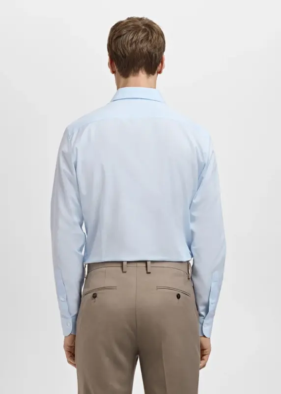 Slim fit pamuklu poplin gömlek - Gök Mavisi - 9