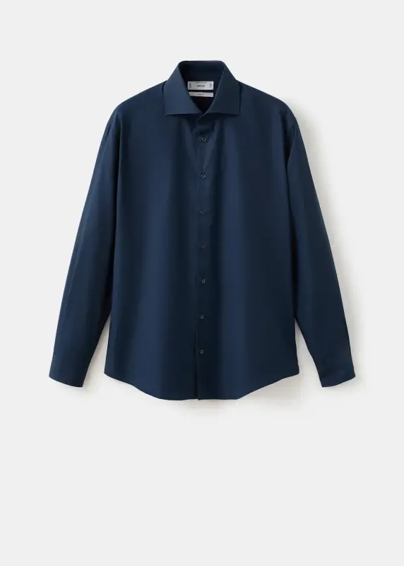 Slim fit pamuklu poplin gömlek - Lacivert - MANGO