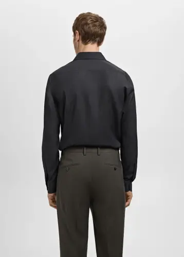 Slim fit pamuklu poplin gömlek - Siyah - 9