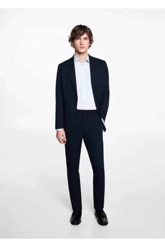 Slim Fit Pant Suit-Navy Blue - 2