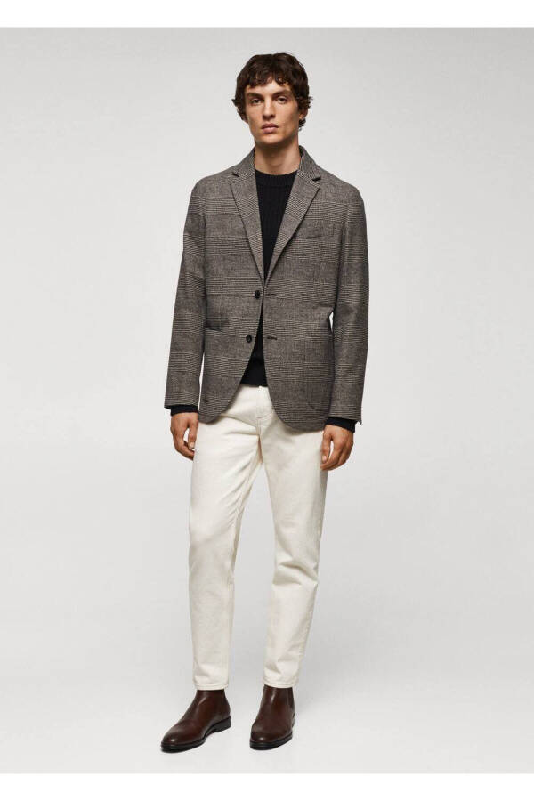 Slim Fit Patterned Wool Blazer Jacket - 2