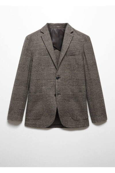 Slim Fit Patterned Wool Blazer Jacket - 3