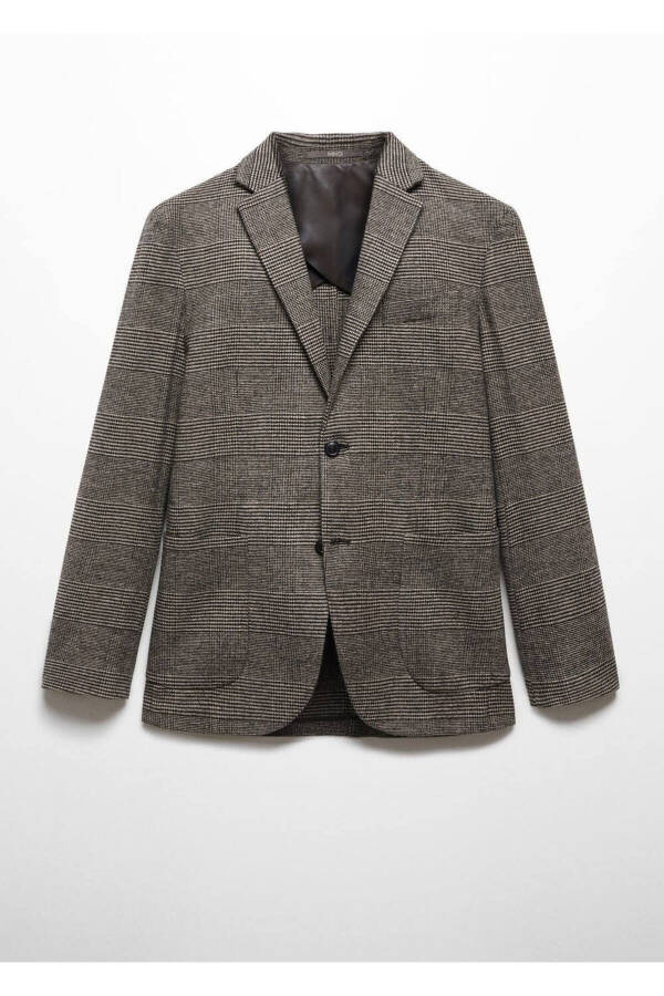 Slim Fit Patterned Wool Blazer Jacket - 3