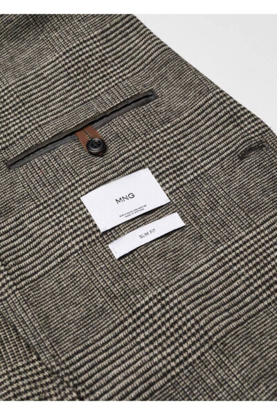 Slim Fit Patterned Wool Blazer Jacket - 7