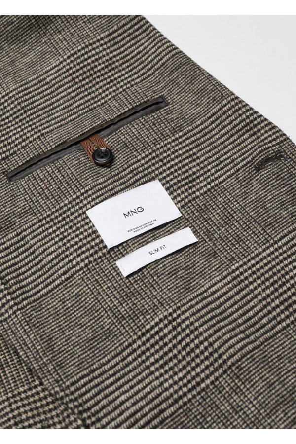 Slim Fit Patterned Wool Blazer Jacket - 7