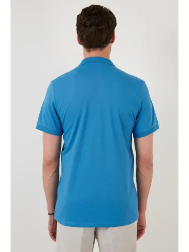 Slim Fit Paxta Polo Ko'ylak 5902141-Ko'k - 5