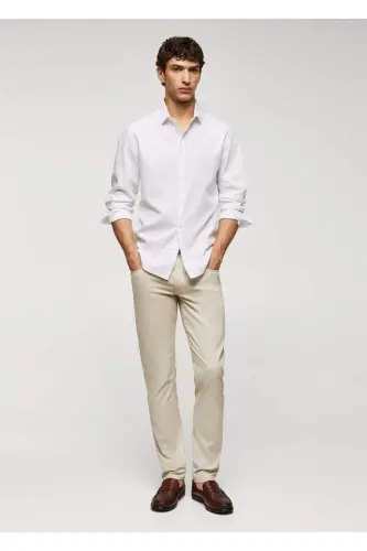 Slim Fit Paxtali Ko'ylak - Oq - MANGO MAN (1)