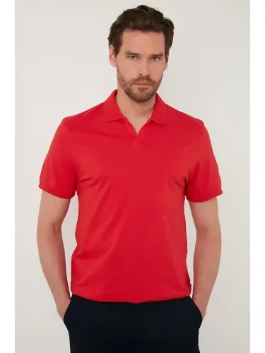 Slim Fit Paxtali Polo Ko'ylak 5902141-Qizil - LC WAIKIKI (1)