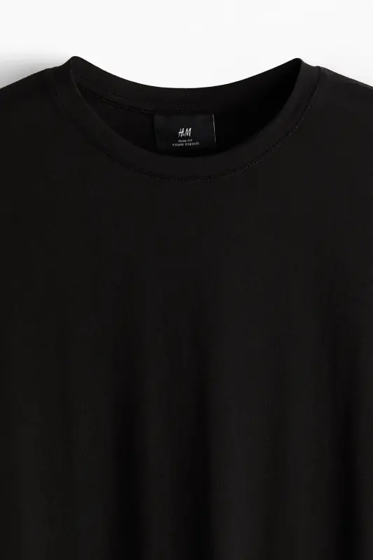 Slim Fit Pima Cotton T-Shirt-Black - 2