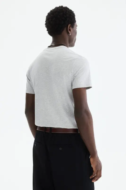 Slim Fit Pima Cotton T-Shirt - Light Heather Grey - 4