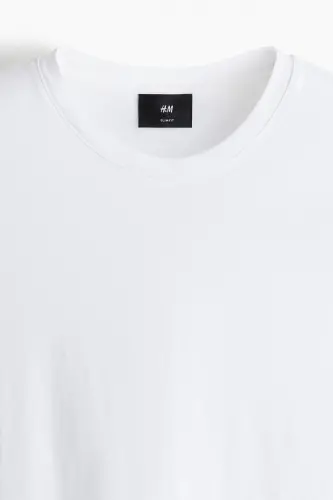 Slim Fit Pima Pamuklu Tişört-Beyaz - 6