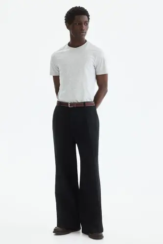 Slim Fit Pima Pamuklu Tişört - Açık gri kırçıllı - H&M (1)