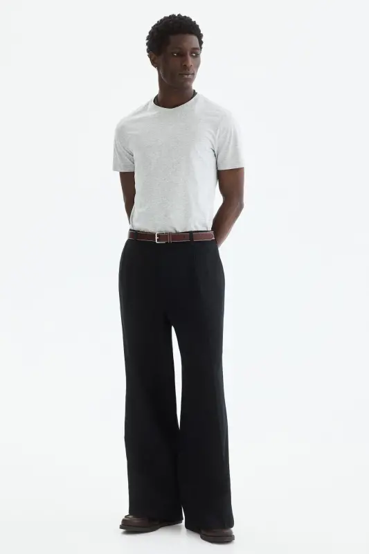 Slim Fit Pima Pamuklu Tişört - Açık gri kırçıllı - 2
