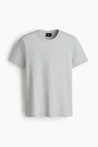 Slim Fit Pima Pamuklu Tişört - Açık gri kırçıllı - 3