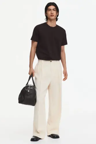 Slim Fit Pima Pamuklu Tişört-Koyu kahverengi - H&M (1)