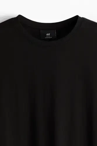 Slim Fit Pima Хлопок Футболка-Черный - 5