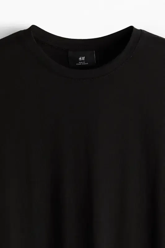 Slim Fit Pima Хлопок Футболка-Черный - 5