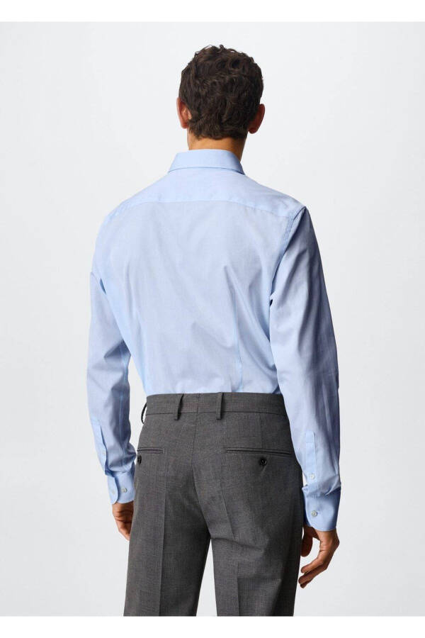 Slim Fit Pinstripe Suit Shirt - 4