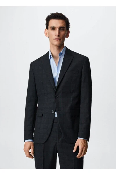 Slim Fit Plaid Blazer - MANGO MAN