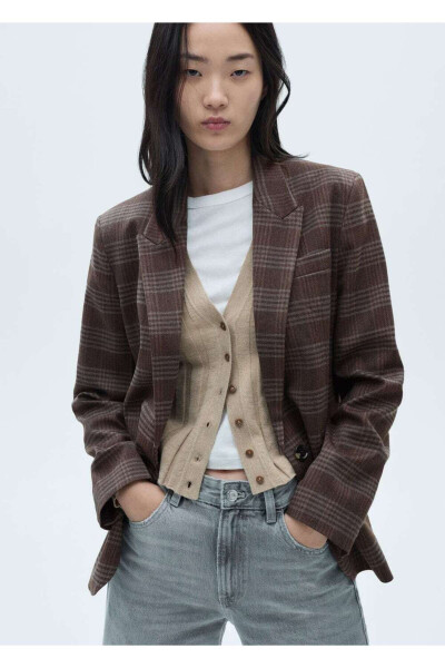 Slim fit plaid blazer jacket - 1