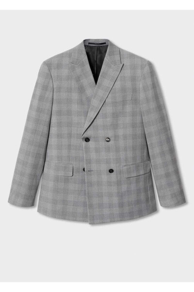 Slim Fit Plaid Blazer Jacket - 3