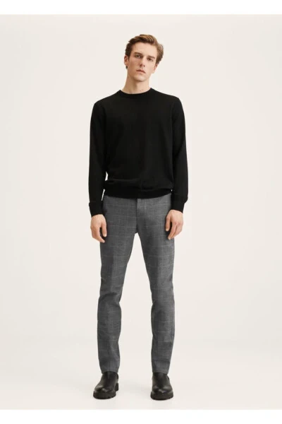 Slim Fit Plaid Cotton Pants - 2