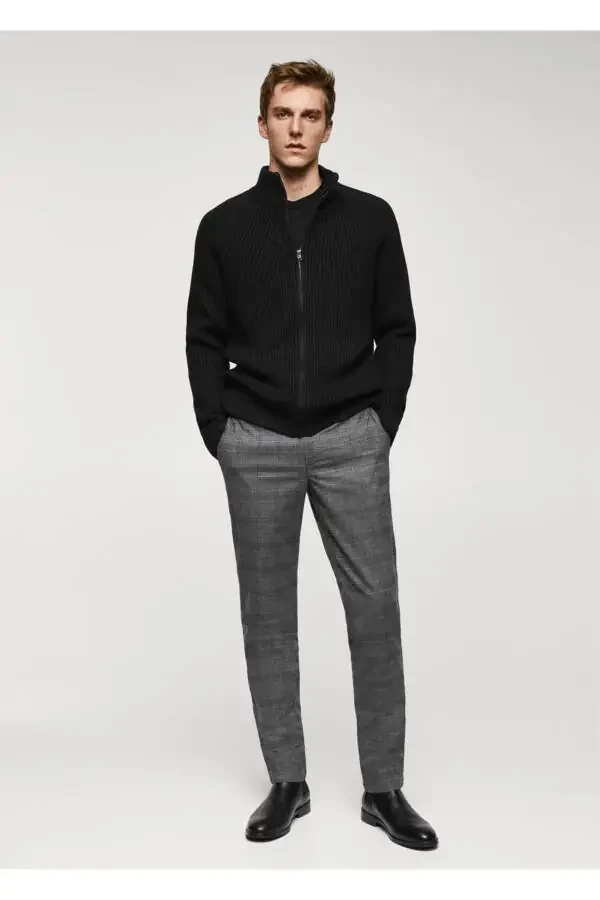 Slim Fit Plaid Cotton Pants - 2