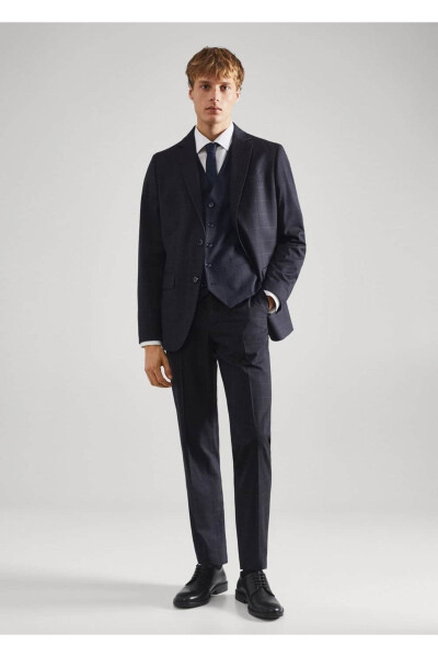 Slim Fit Plaid Suit Vest - 2