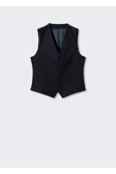 Slim Fit Plaid Suit Vest - 3
