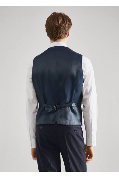 Slim Fit Plaid Suit Vest - 4