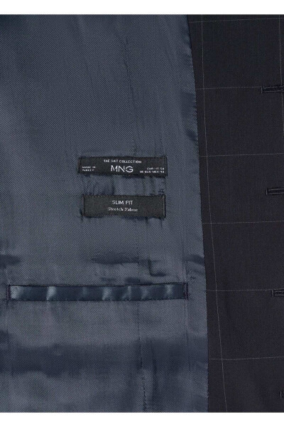 Slim Fit Plaid Suit Vest - 6