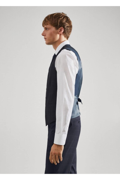 Slim Fit Plaid Suit Vest - 7