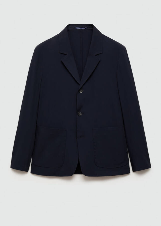 Slim fit, pocket blazer jacket - Navy. - 2