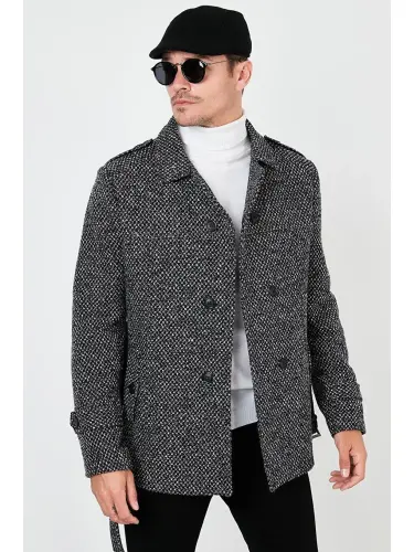 Slim Fit Pocketed Cotton Blend Overcoat 5841015-Black - LC WAIKIKI (1)