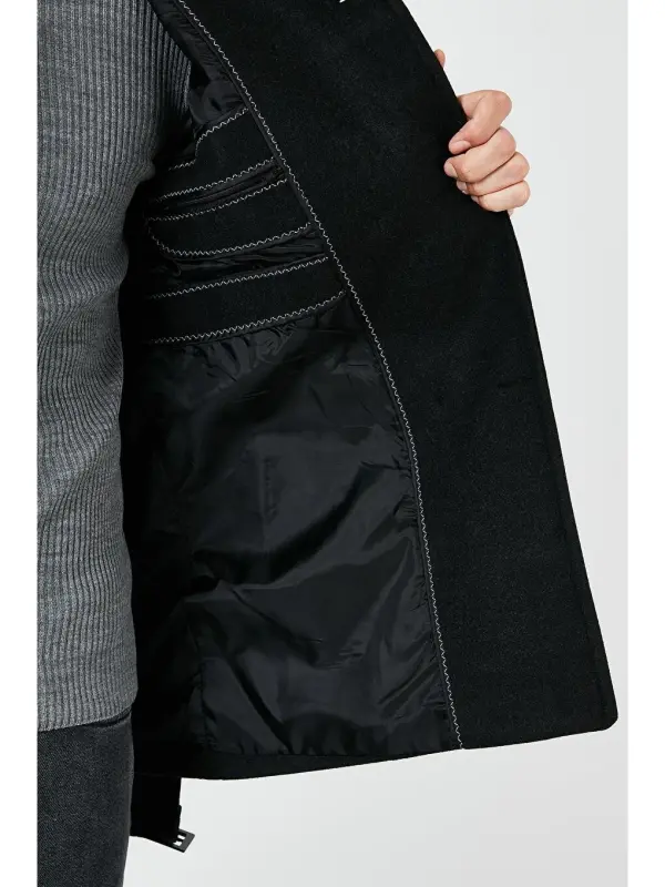 Slim Fit Pocketed Cotton Wool Overcoat 5841015-Gray - 6