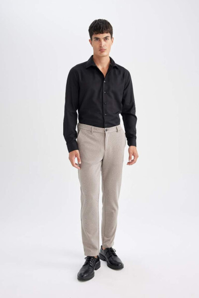Slim Fit Polo Collar Poplin Long Sleeve Shirt Black - Defacto (1)