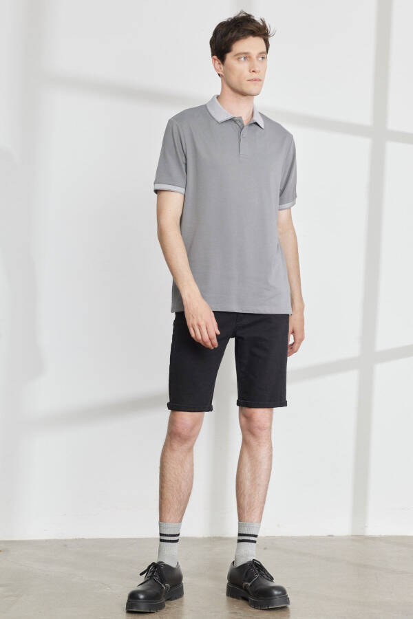 Slim Fit Polo Collar Short Sleeve Basic T-Shirt - 2