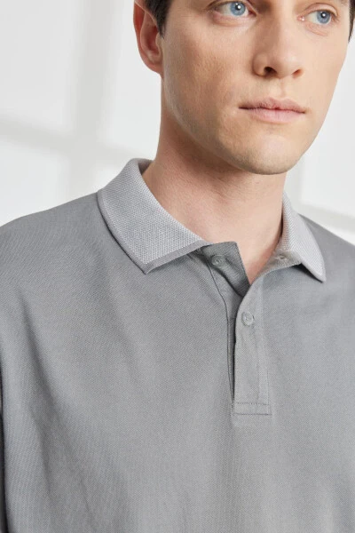 Slim Fit Polo Collar Short Sleeve Basic T-Shirt - 3