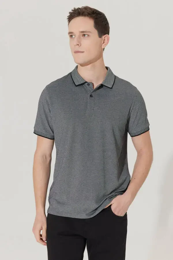 Slim Fit Polo Collar Short Sleeve Basic T-Shirt - 1