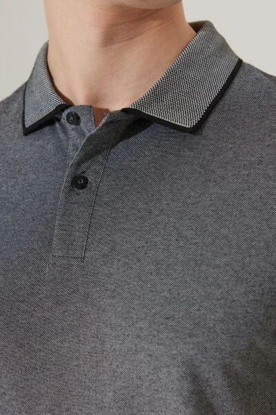 Slim Fit Polo Collar Short Sleeve Basic T-Shirt - 4