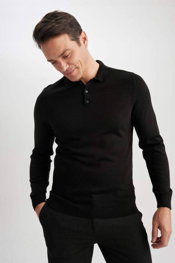 Slim Fit Polo Neck Sweater Black - 6