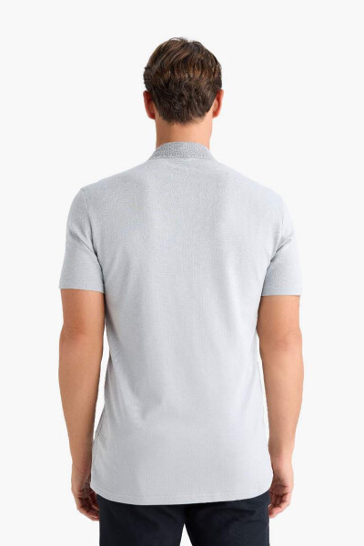 Slim Fit Polo Yaka Basic Qisqa Yengli Paxta Futbolkasi Kulrang - 6