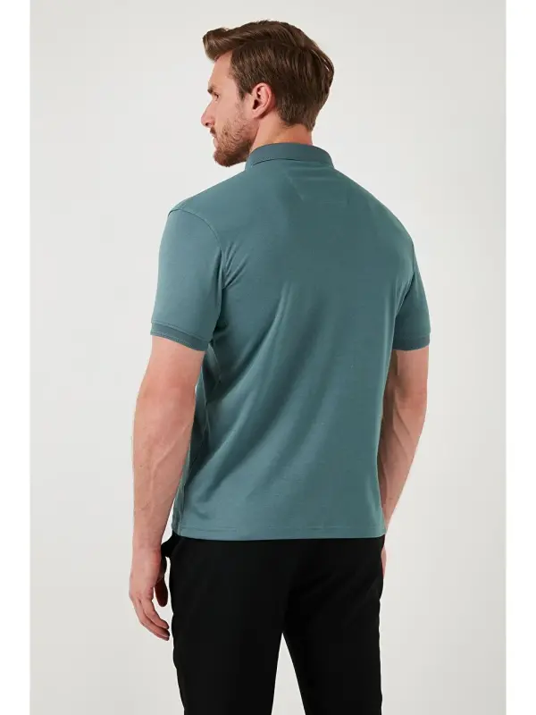 Yeşil Slim Fit Polo Yaka Kısa Kollu Erkek Tişört 646R1000-Yeşil - 6