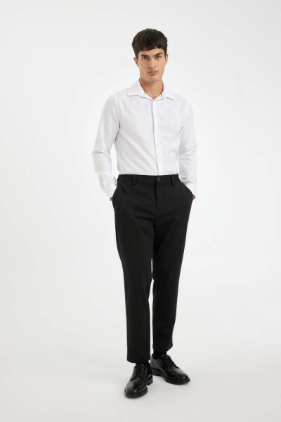 Slim Fit Poplin Long Sleeve Cotton Shirt White - 3