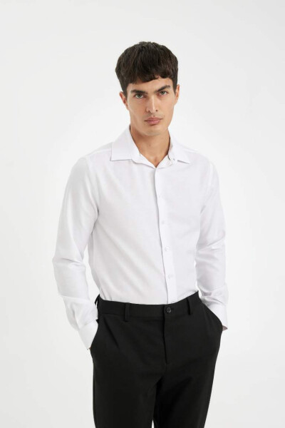 Slim Fit Poplin Long Sleeve Shirt White - 4